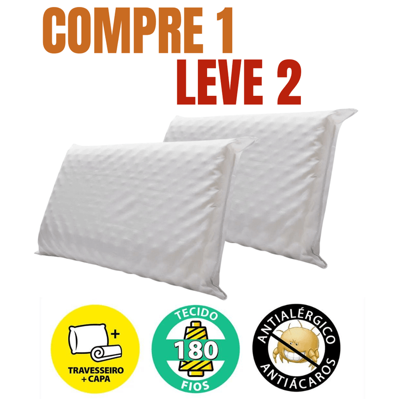 Kit 2 Travesseiros Espuma da Nasa Viscoelástico Massageador